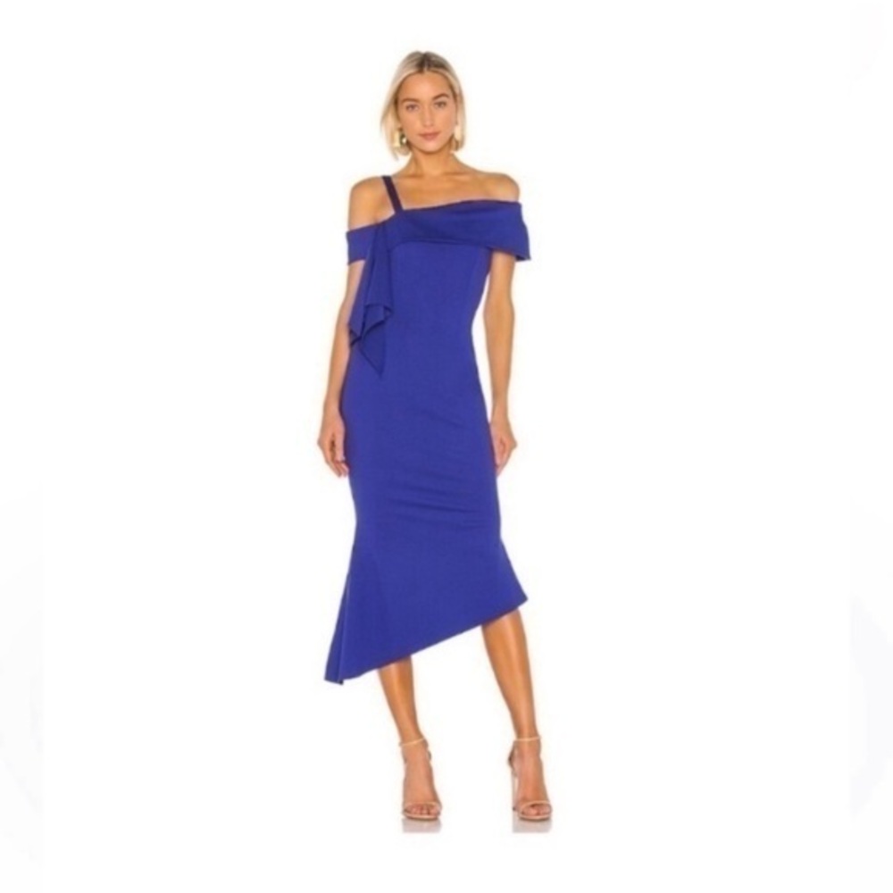 NWT Elliatt Dress Platform Midi Asymmetric in Cobalt Blue